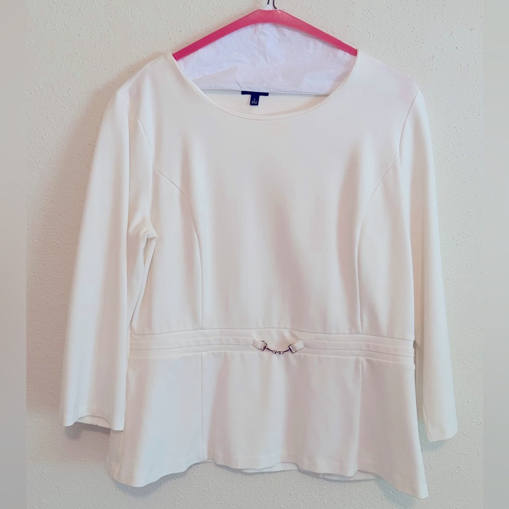 EUC Talbots Peplum Top with metal buckle, L